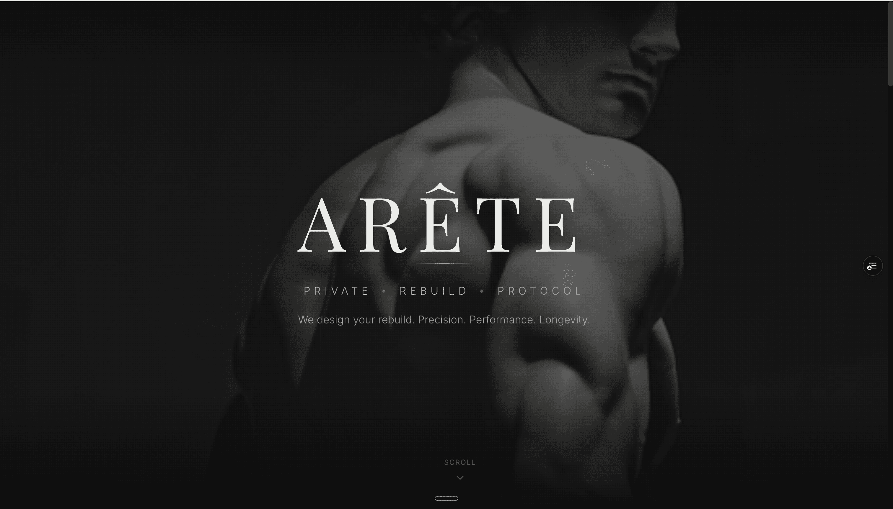 ARÊTE private performance consultancy website homepage