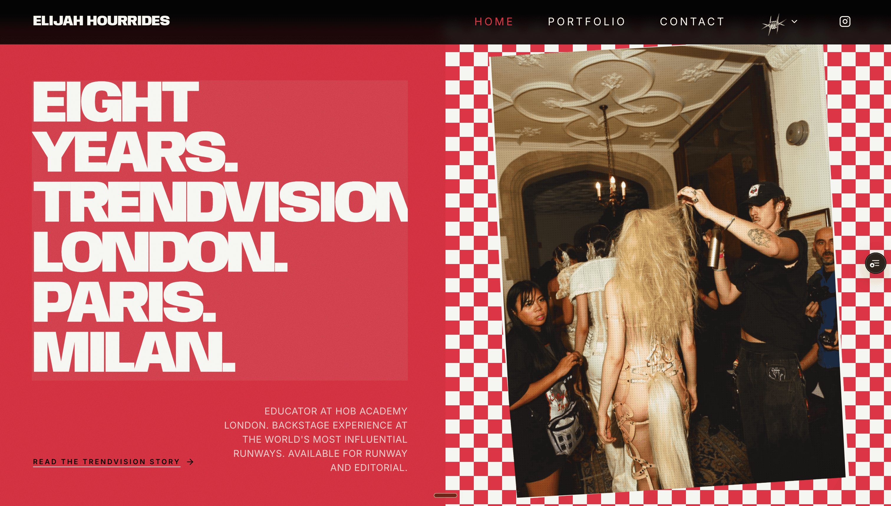 Elijah Hourrides editorial hair stylist portfolio website